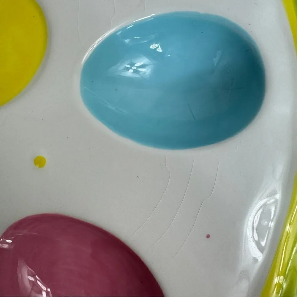 Pier 1 Pastel Deviled Eggs Easter Ceramic Platter Multicolor 11‎ Inch Round